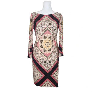 Carole Little Womens Bintage 90s Geometric Knee Length Dress Long Sleeve Size 8